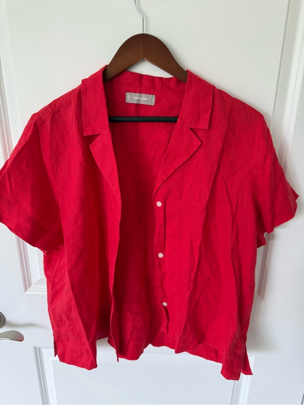 Everlane 100% Linen Short Sleeve Boxy Shirt Size 16